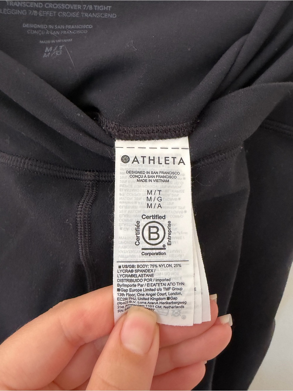 Athleta Black Transcend Crossover ⅞ Tight Leggings Size Medium Tall - Picture 3 of 9